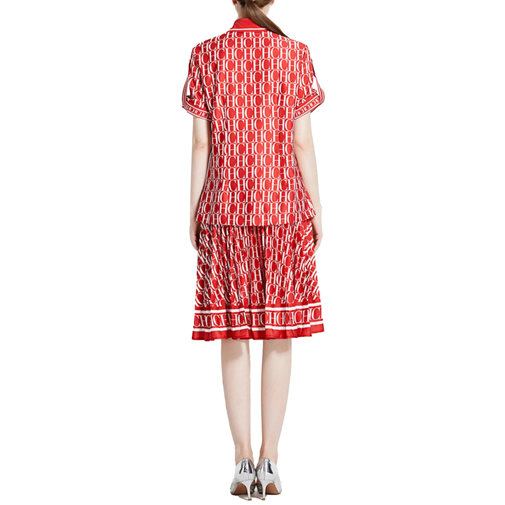 Women's Summer Dress Set Casual Short Sleeve Shirt with A-Line Pleated Skirt Stylish Two-Piece Outfit for Everyday Wear