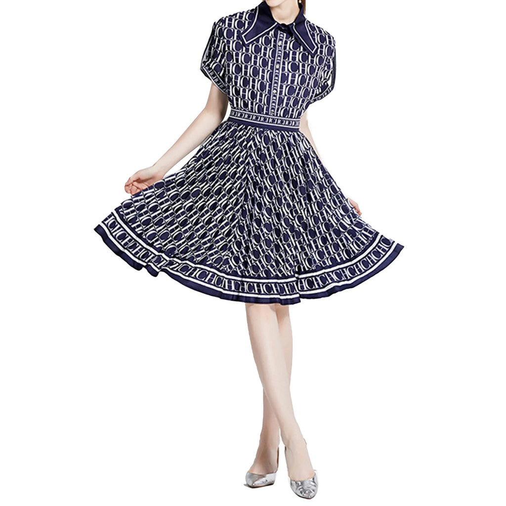 Women's Summer Dress Set Casual Short Sleeve Shirt with A-Line Pleated Skirt Stylish Two-Piece Outfit for Everyday Wear