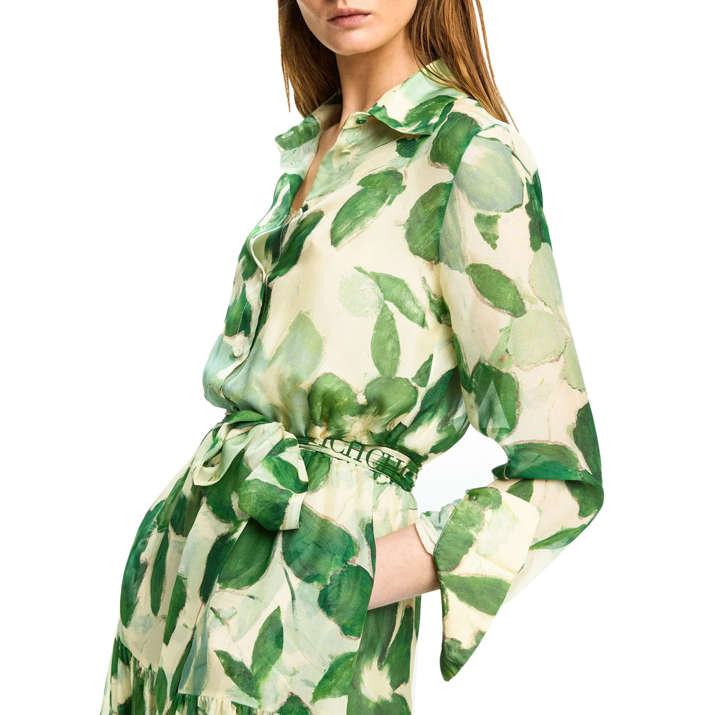 Elegant Belted Chiffon V-Neck Maxi Dress for Women with Floral Print and Slim Fit Design for Stylish Holiday and Street Wear