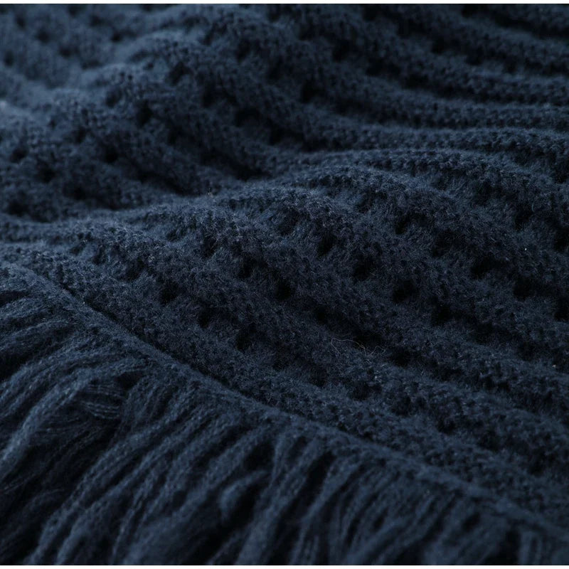 Women's Knit Tassel Cardigan and Hollow Out Single Breasted A-line Mini Skirt Set Stylish Spring Outfit