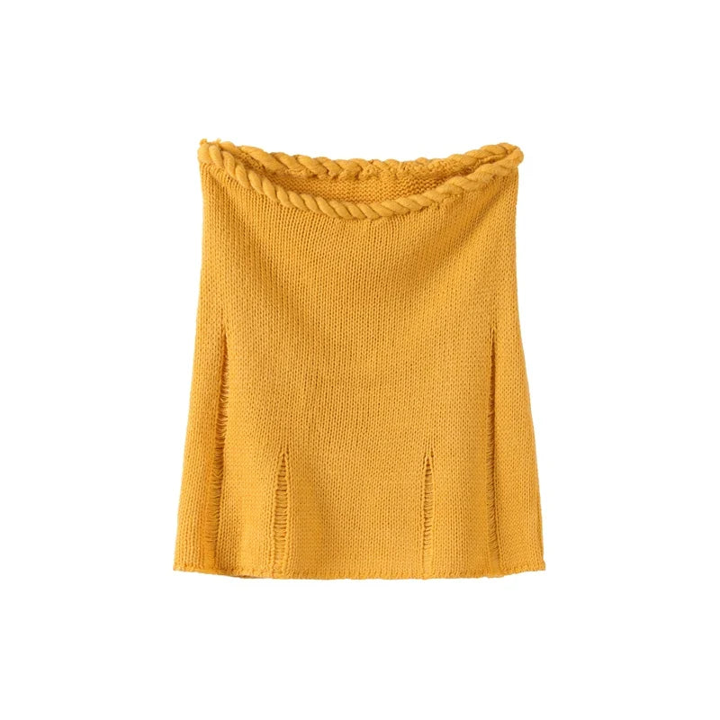 Sexy Pearl Halter Backless Knit Bikini Top and Slim Hip Wrap Skirt Set for Women Beach Holiday Swimwear