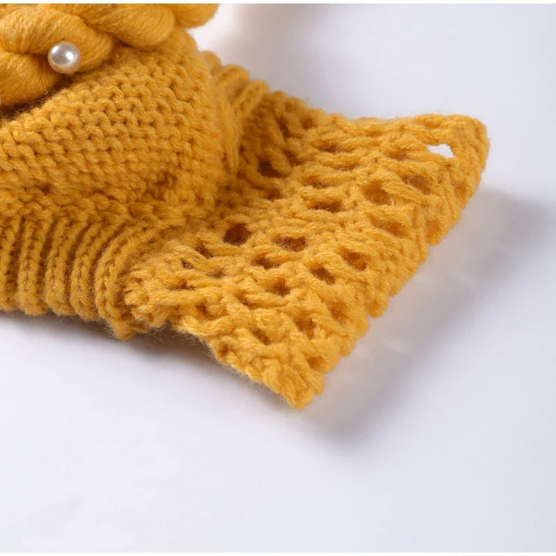 Sexy Pearl Halter Backless Knit Bikini Top and Slim Hip Wrap Skirt Set for Women Beach Holiday Swimwear