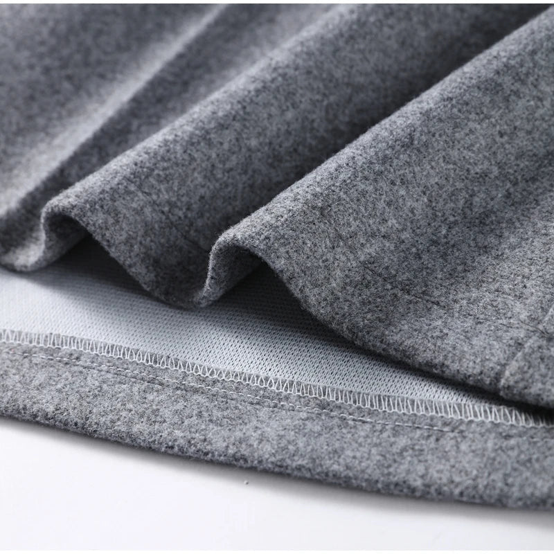 Elegant Women's Woolen Coat and Skirt Set Grey Lapel Blazer with Hidden Buckle and Pleated Midi Skirt Autumn Winter Fashion Ensemble