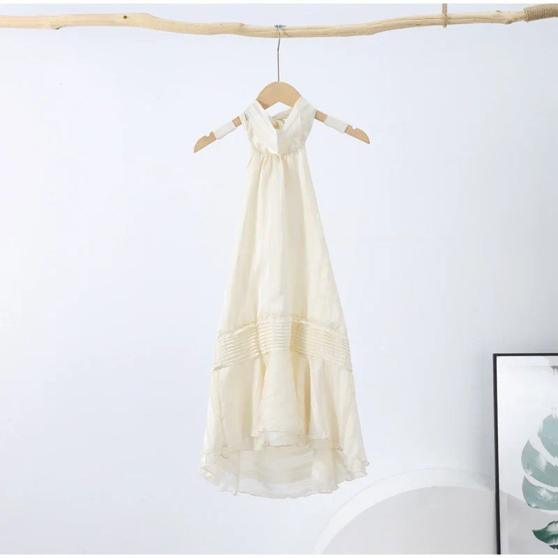 Sexy Halter Ruffle Mini Dress for Women Sleeveless Backless Lace Up Summer Beach Party Vacation Short Robe