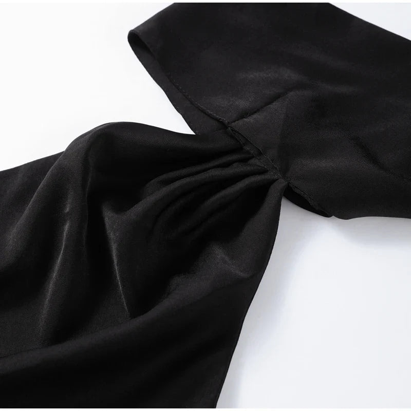 Elegant Solid Ribbon Women's Halter Dress Off Shoulder Sleeveless Backless Slim Fit Maxi Dress for Summer