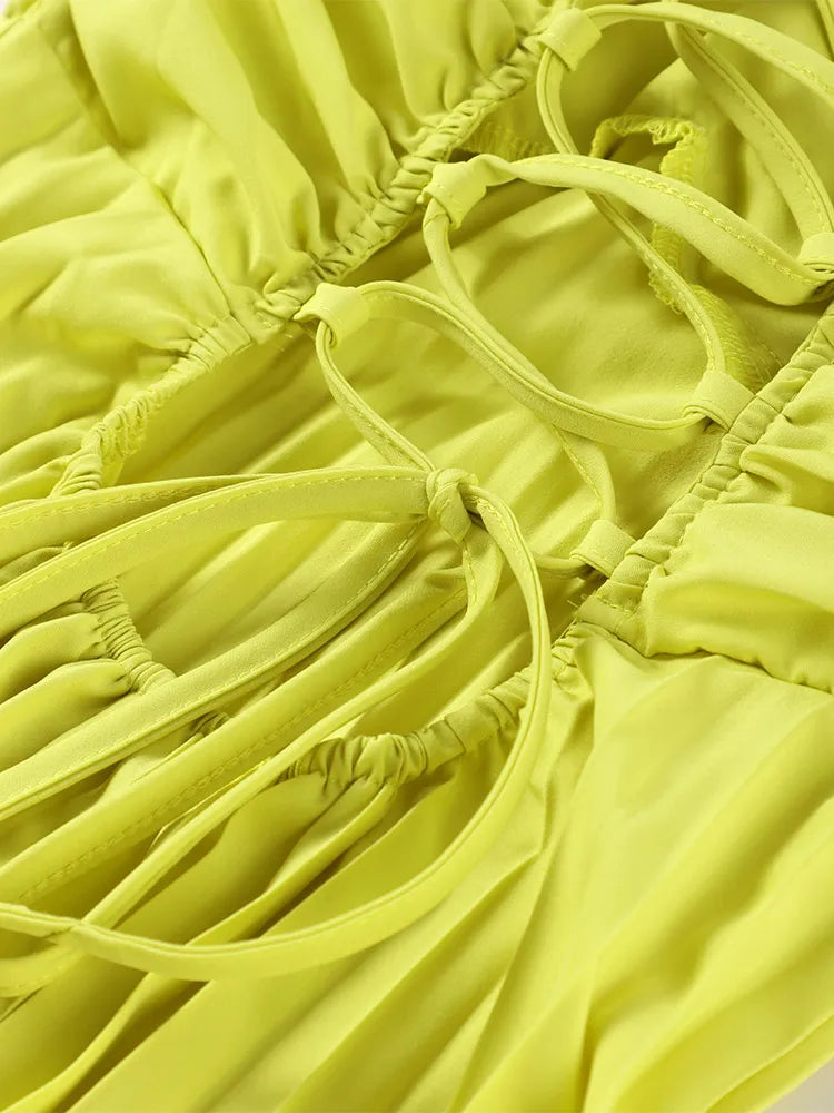 Elegant Strapless Ribbon Maxi Dress for Women Sleeveless Backless Pleated Evening Party Dress Female Summer Sexy Lady Vestido