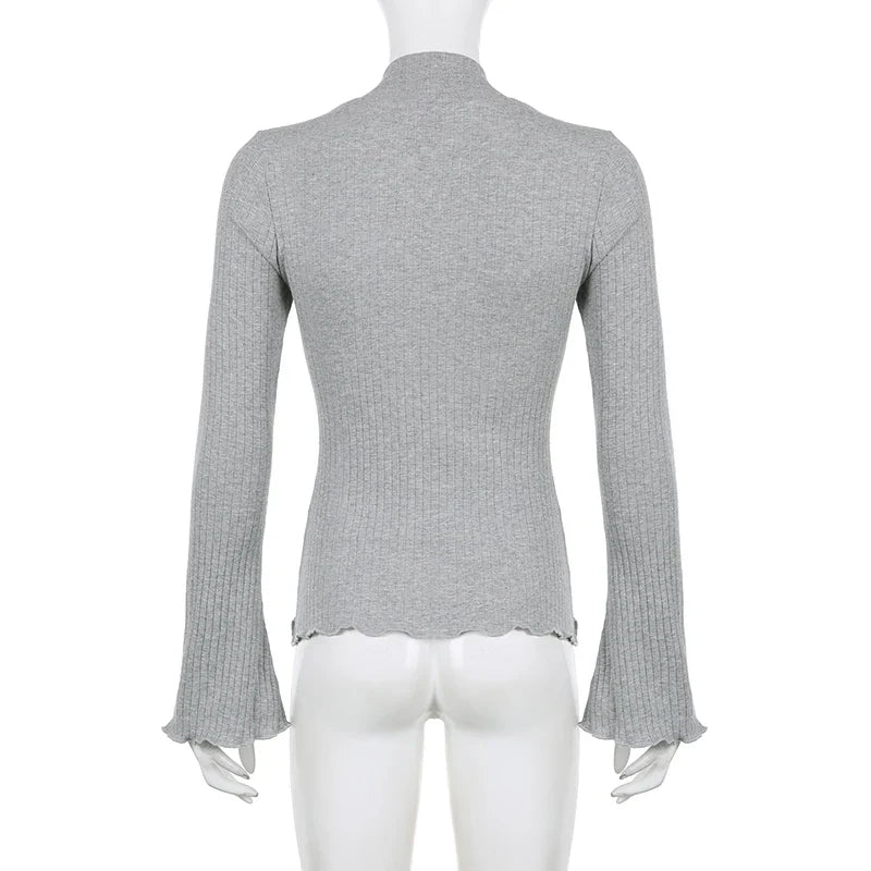 Cute Bow Stitched Crop Top for Women Kawaii Square Collar Full Sleeve Patchwork Fake Two-Piece Autumn Shirt