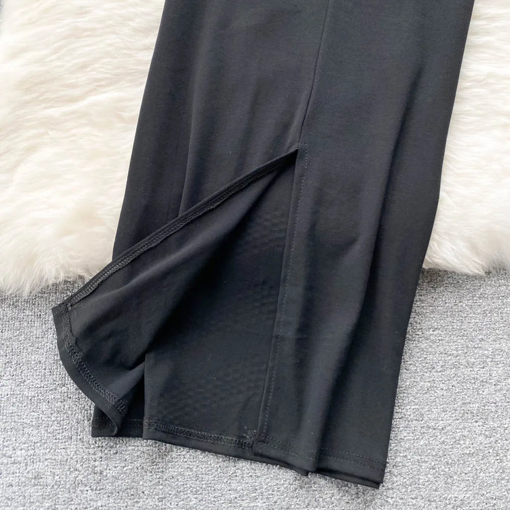 Sexy Summer Women Sequins Two Piece Set Halter Sleeveless Crop Top and High Waist Bodycon Skirt Elegant Party Outfit