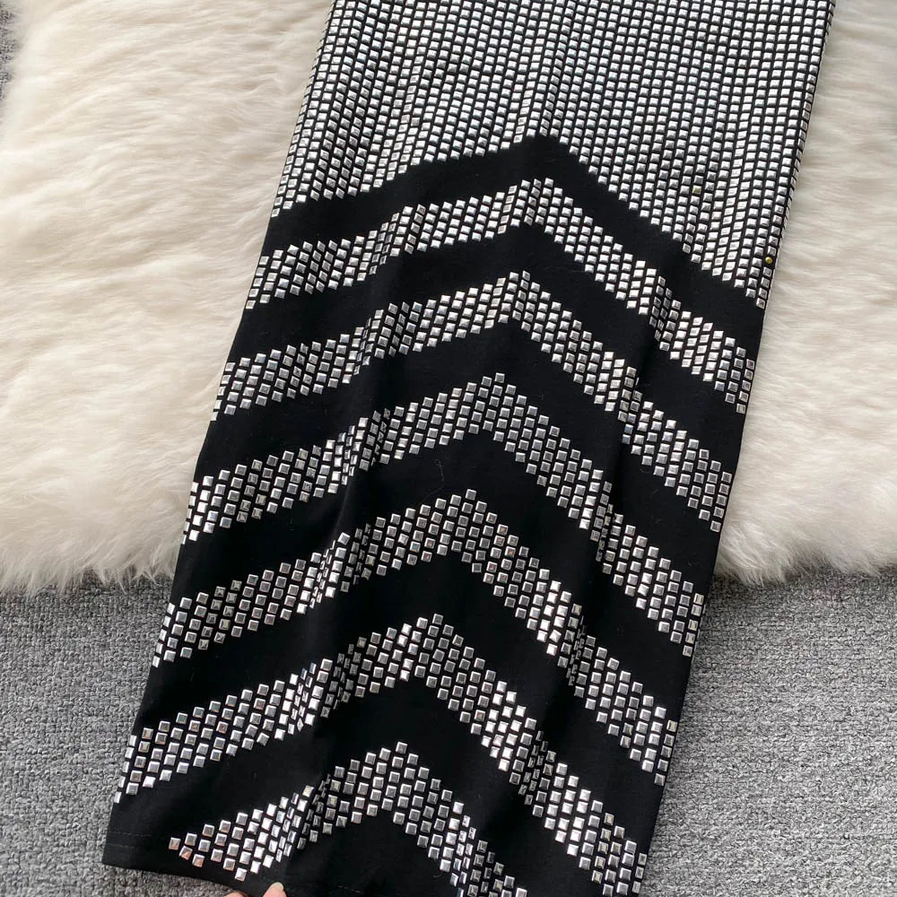 Sexy Summer Women Sequins Two Piece Set Halter Sleeveless Crop Top and High Waist Bodycon Skirt Elegant Party Outfit