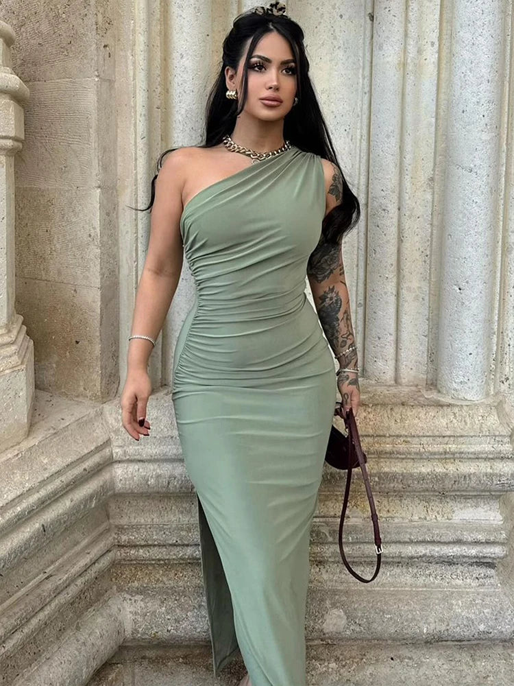 Elegant Summer Maxi Dress for Women with Sexy Side Split Sleeveless Backless Slim Fit Casual and Party Wear