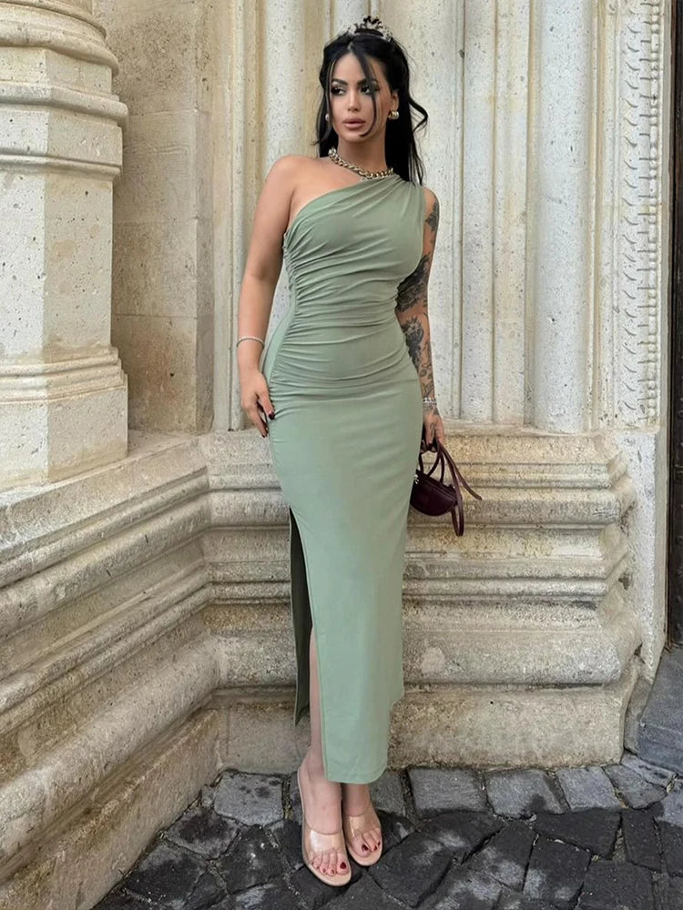 Elegant Summer Maxi Dress for Women with Sexy Side Split Sleeveless Backless Slim Fit Casual and Party Wear