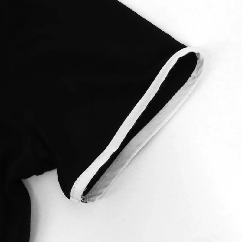 Black Sexy A-Line Dress for Women Summer Patchwork Short Sleeve Casual Elegant Mini Dress for Club and Party