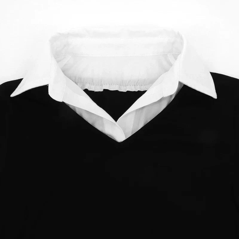 Black Sexy A-Line Dress for Women Summer Patchwork Short Sleeve Casual Elegant Mini Dress for Club and Party