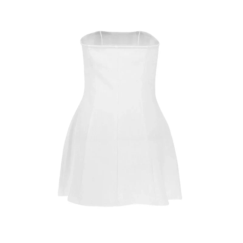 Elegant Strapless A-Line Summer Dress for Women with Sleeveless Off Shoulder Bodycon Fit Perfect for Club and Party Occasions