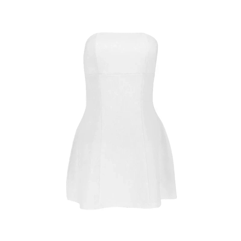 Elegant Strapless A-Line Summer Dress for Women with Sleeveless Off Shoulder Bodycon Fit Perfect for Club and Party Occasions