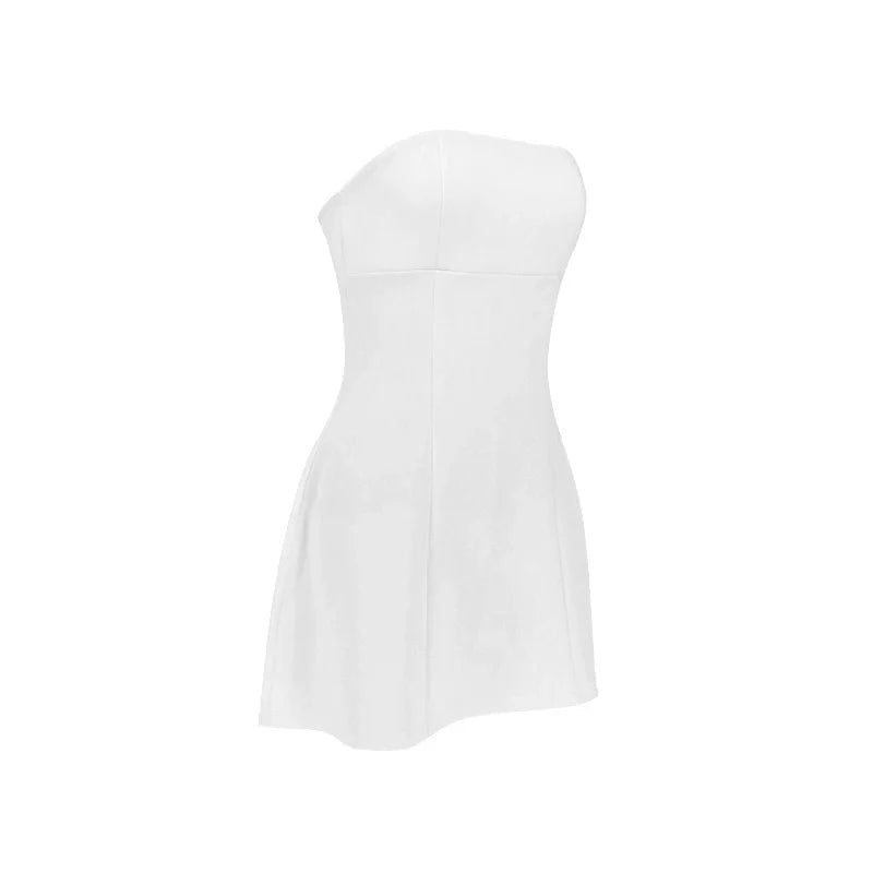 Elegant Strapless A-Line Summer Dress for Women with Sleeveless Off Shoulder Bodycon Fit Perfect for Club and Party Occasions