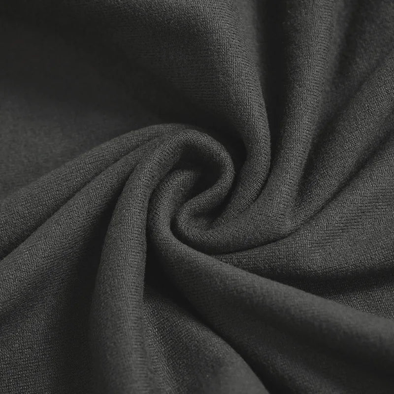 Elegant Black Long Sleeve Dress for Women with Diagonal Collar and Folds for Casual, Club, and Party Wear