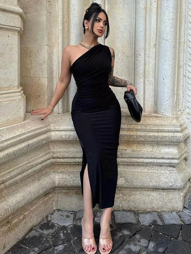 Elegant Black Maxi Dress for Women Summer Sleeveless Backless Slim Fit Casual Party and Clubwear