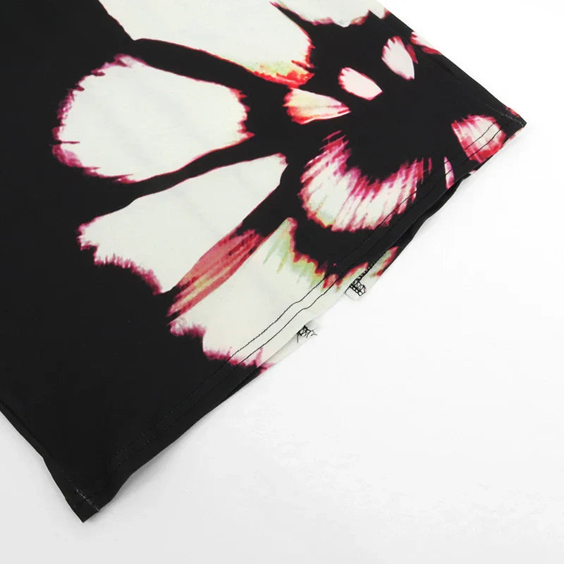 Black Sleeveless O-Neck Hollow Out Dress for Women Summer Casual Elegant Slim Fit Fashion Print Clubwear