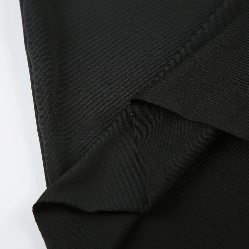 Chic Autumn Women's Streetwear Mini Dress With Long Sleeves Split Lace-up Backless Slim Fit Black Casual Dress