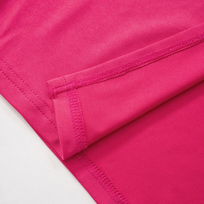 Single Shoulder Half High Neck Long Sleeve Hollow Out Bodysuit with High Split Elegant Long Dress Set