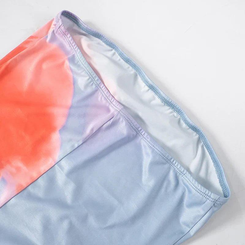 Sexy Strapless Print Tube Maxi Dress for Women Off Shoulder Backless Stretch Long Summer Sundress Beach Dress Y2K Style