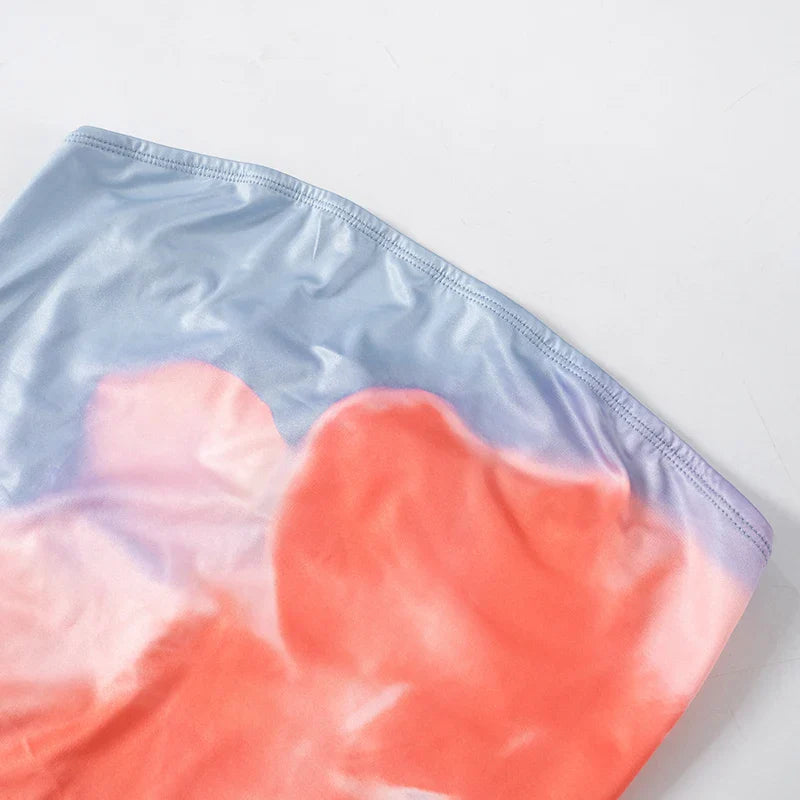 Sexy Strapless Print Tube Maxi Dress for Women Off Shoulder Backless Stretch Long Summer Sundress Beach Dress Y2K Style