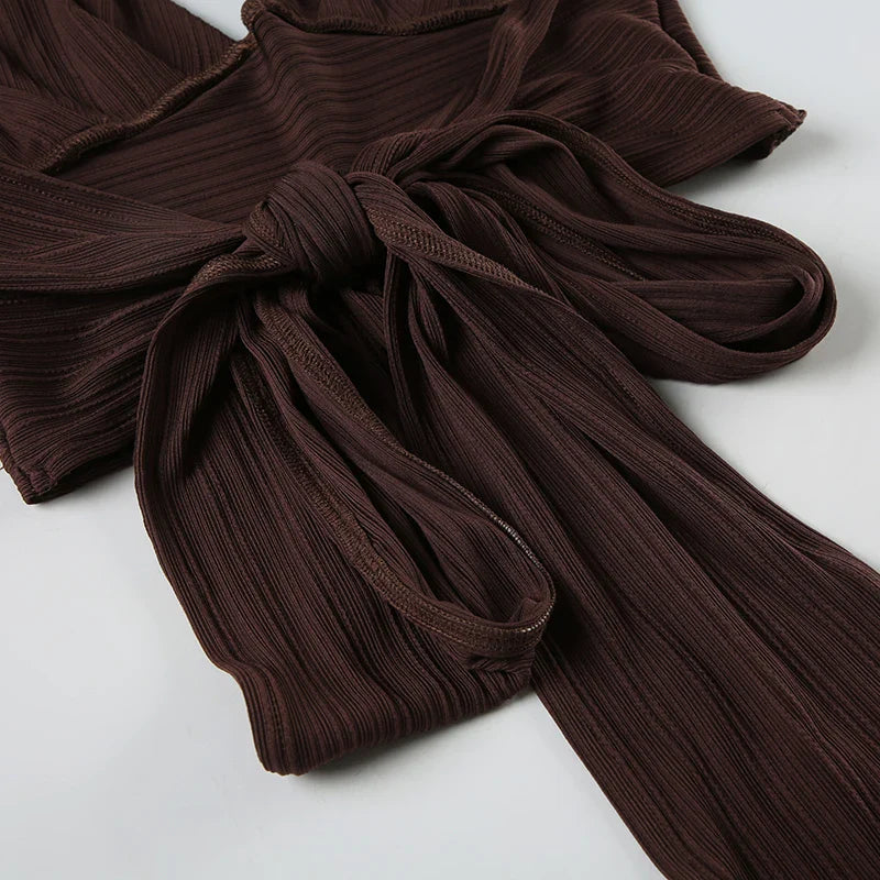 Sexy Summer Two Piece Set Women Cropped Halter Top with Asymmetric Hem Skirt Featuring Metal Ring Button Detail