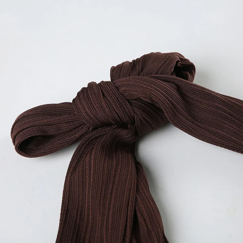 Sexy Summer Two Piece Set Women Cropped Halter Top with Asymmetric Hem Skirt Featuring Metal Ring Button Detail