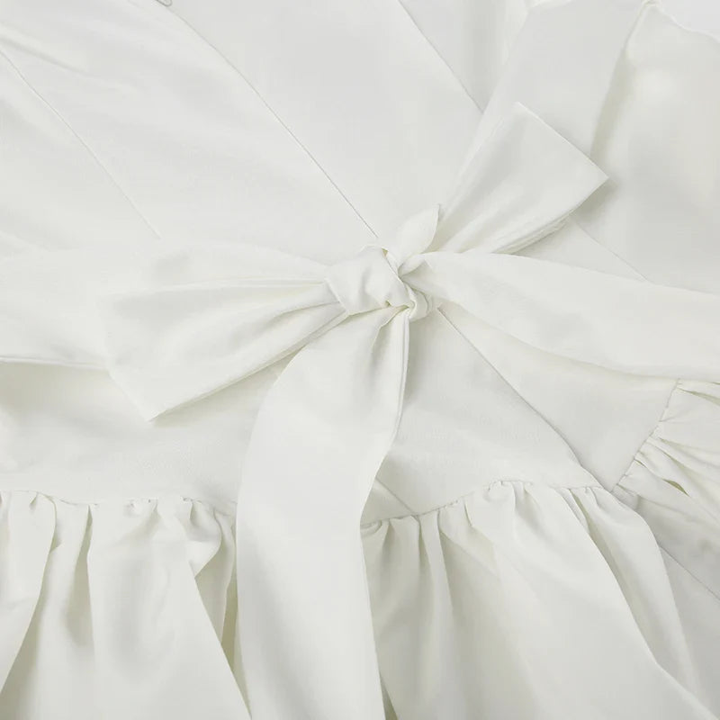 Chic Satin Mini Party Dress for Women with Spaghetti Straps and Bow Tie-Up Details