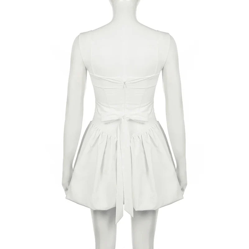 Chic Satin Mini Party Dress for Women with Spaghetti Straps and Bow Tie-Up Details