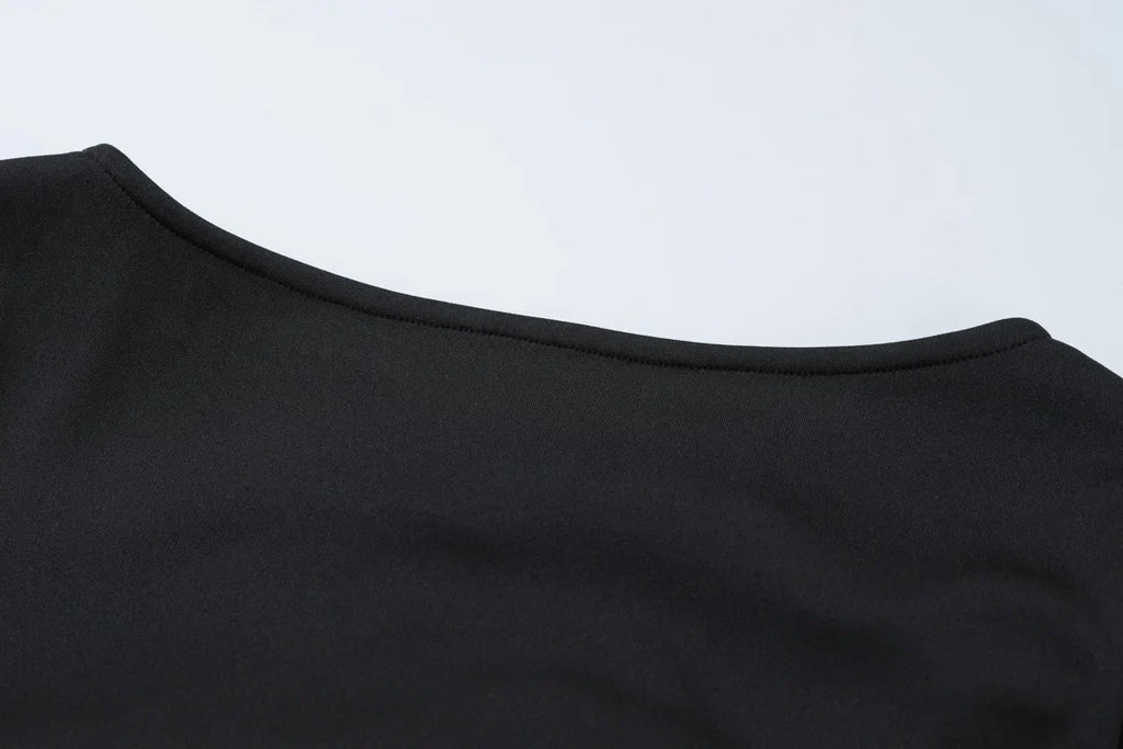 Ruffled Autumn Mini Dress for Women Slim Fit Long Sleeve Patchwork Elegant Casual Party Dress