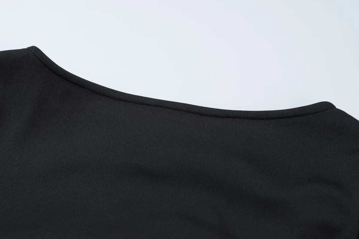 Ruffled Autumn Mini Dress for Women Slim Fit Long Sleeve Patchwork Elegant Casual Party Dress