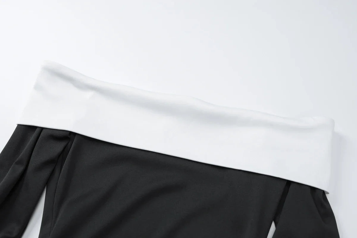 Dulzura Off Shoulder Long Sleeve Slim Mini Dress for Women Elegant Sexy Party Prom Clubwear Spring Fashion