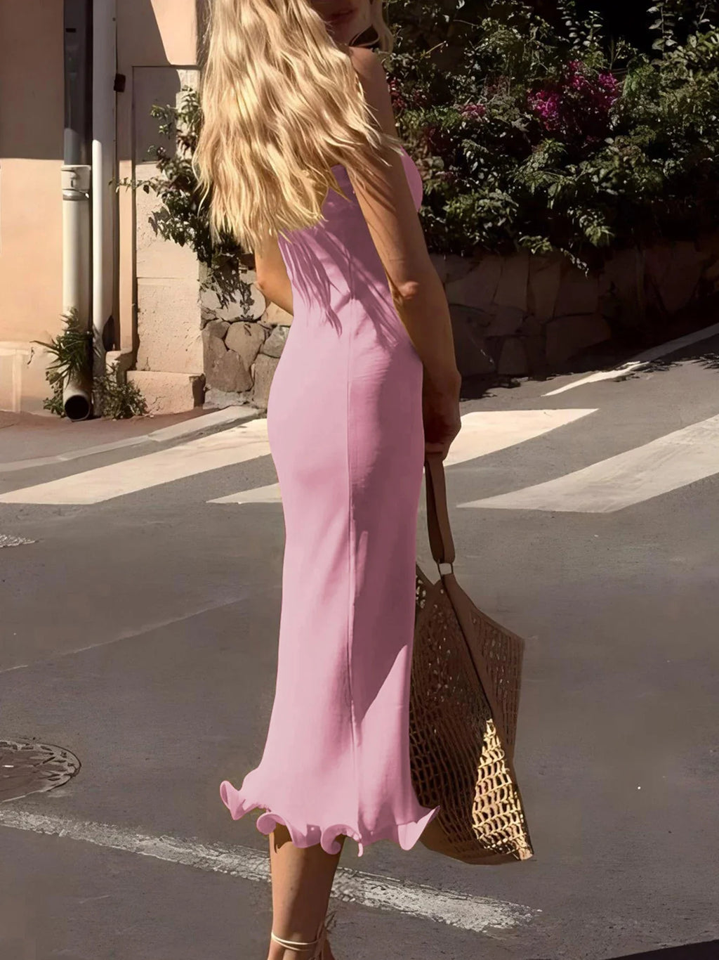 Dulzura Sleeveless Ruffles Patchwork Strapless Bodycon Midi Dress for Women Elegant Solid Sexy Party and Clubwear for Autumn and Winter