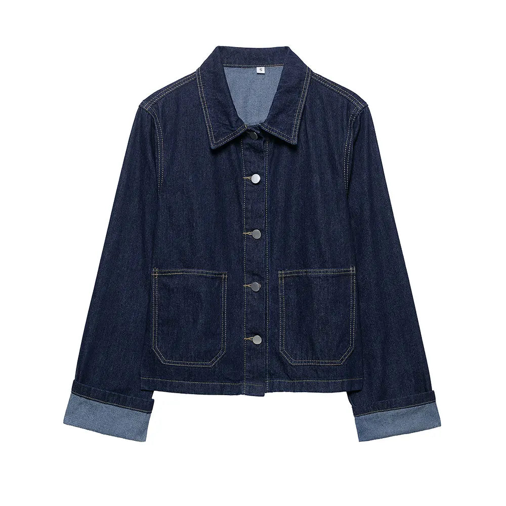 Women's Y2K Denim Two-Piece Set Long Sleeve Jacket with Front Zipper Mini Skirt Casual Chic Skirt Outfit