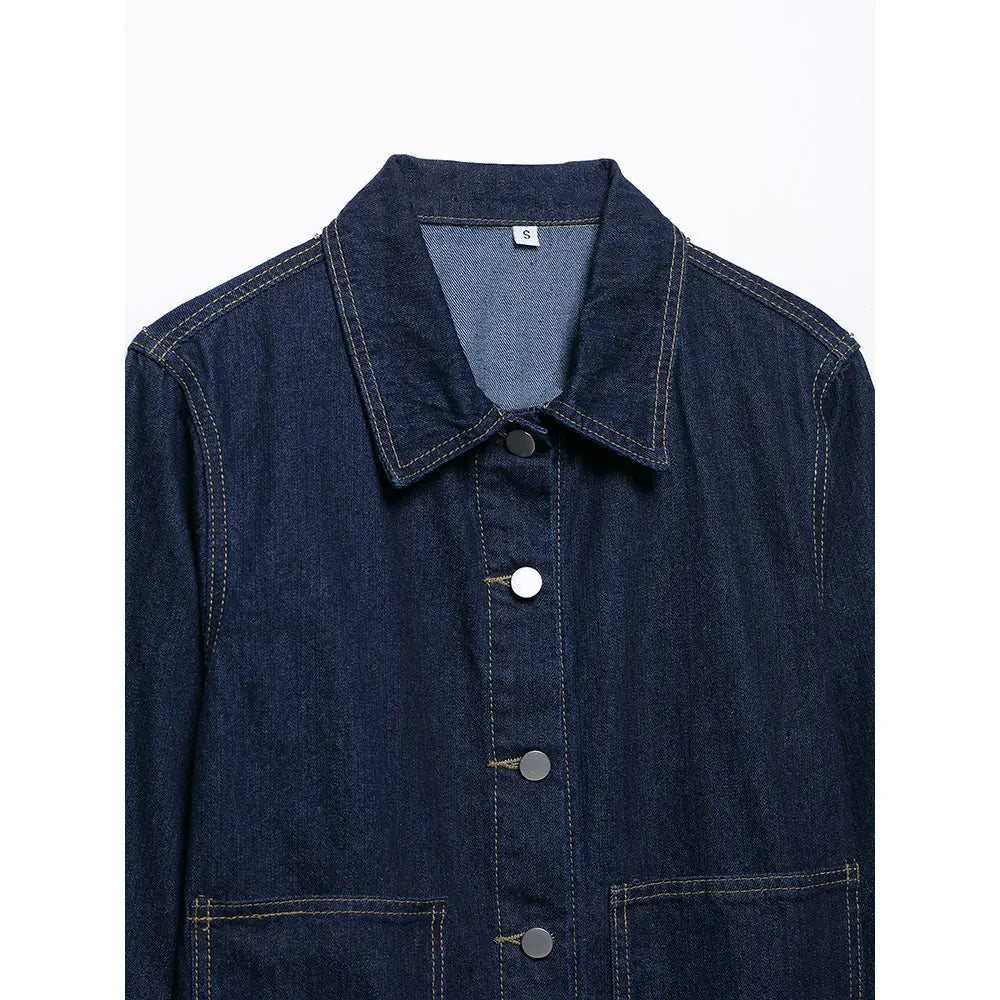 Women's Y2K Denim Two-Piece Set Long Sleeve Jacket with Front Zipper Mini Skirt Casual Chic Skirt Outfit