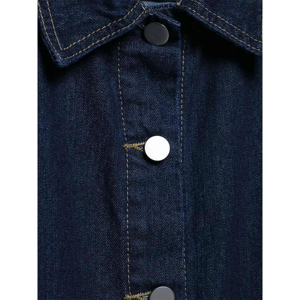 Women's Y2K Denim Two-Piece Set Long Sleeve Jacket with Front Zipper Mini Skirt Casual Chic Skirt Outfit