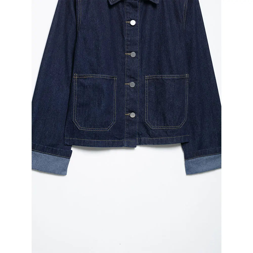 Women's Y2K Denim Two-Piece Set Long Sleeve Jacket with Front Zipper Mini Skirt Casual Chic Skirt Outfit