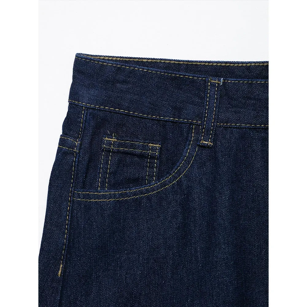 Women's Y2K Denim Two-Piece Set Long Sleeve Jacket with Front Zipper Mini Skirt Casual Chic Skirt Outfit