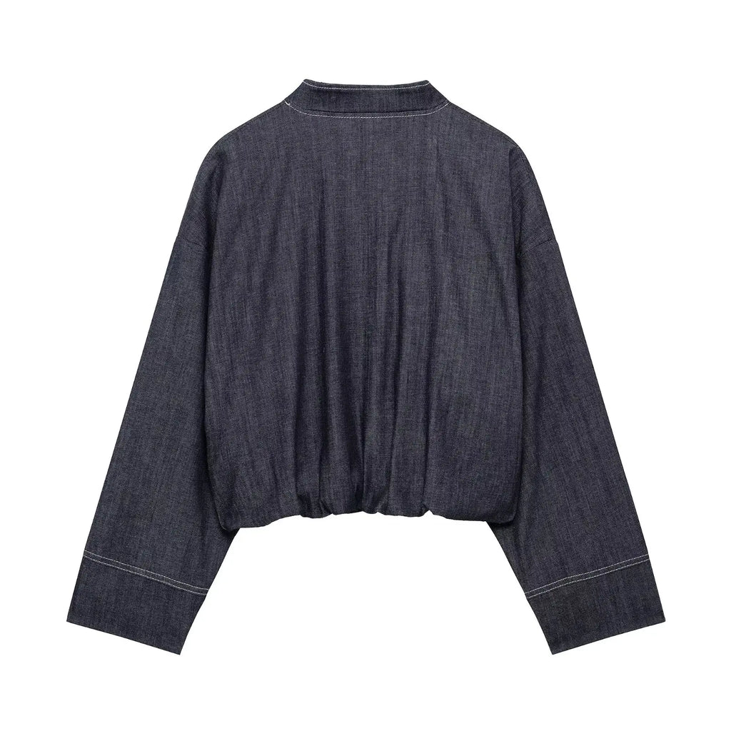 Women's Two-Piece Denim Set Featuring Pleated Jacket and Side Zipper Skirt Shorts Chic Casual Outfit for Stylish Ladies