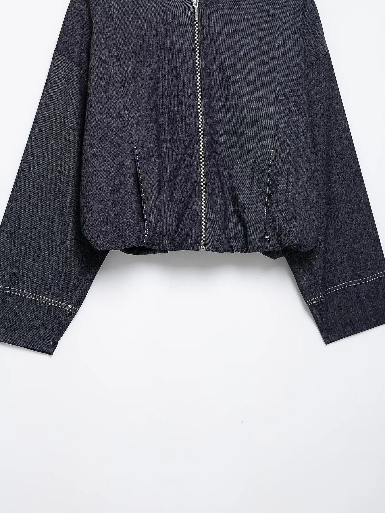 Women's Two-Piece Denim Set Featuring Pleated Jacket and Side Zipper Skirt Shorts Chic Casual Outfit for Stylish Ladies