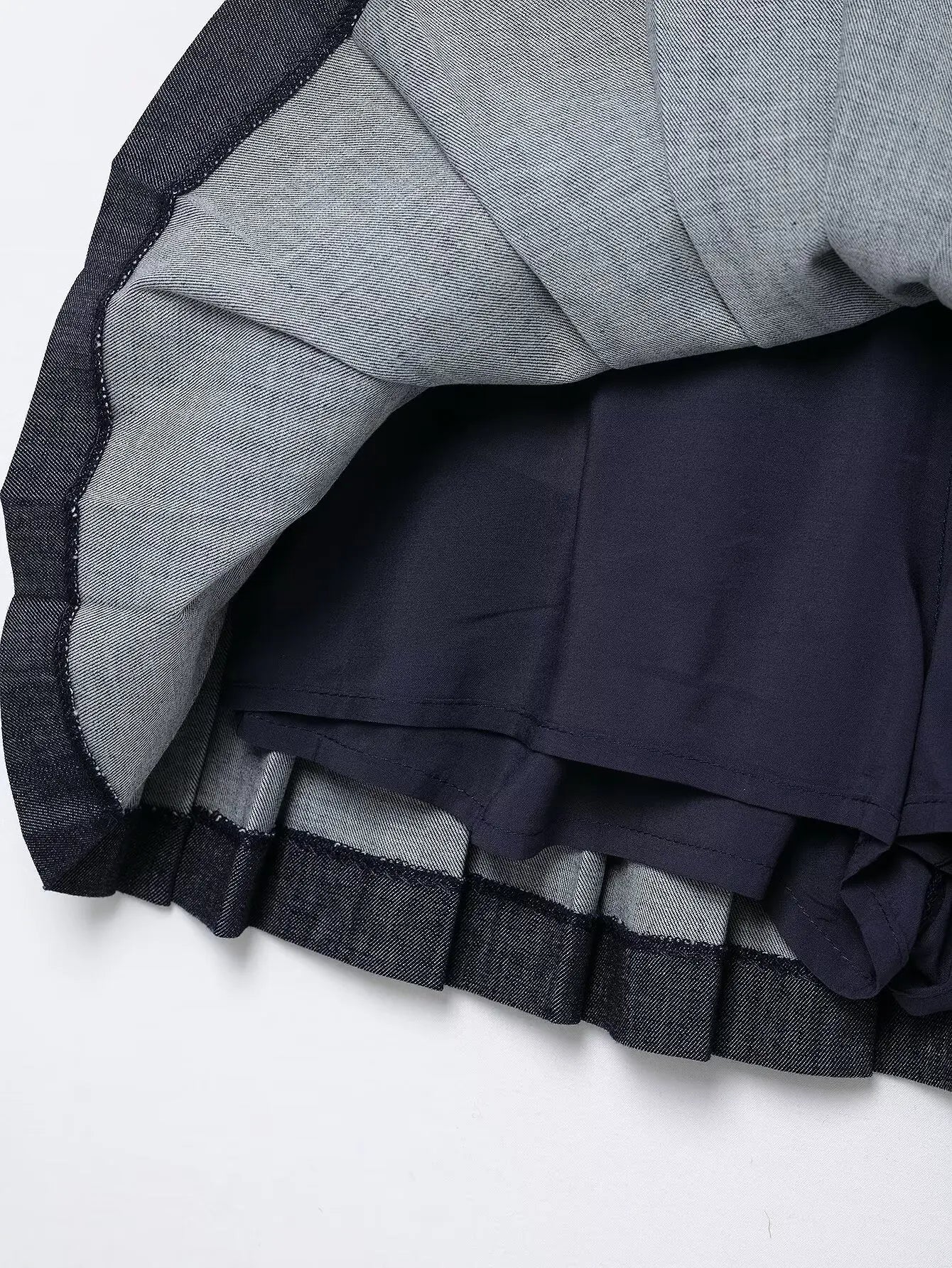 Women's Two-Piece Denim Set Featuring Pleated Jacket and Side Zipper Skirt Shorts Chic Casual Outfit for Stylish Ladies