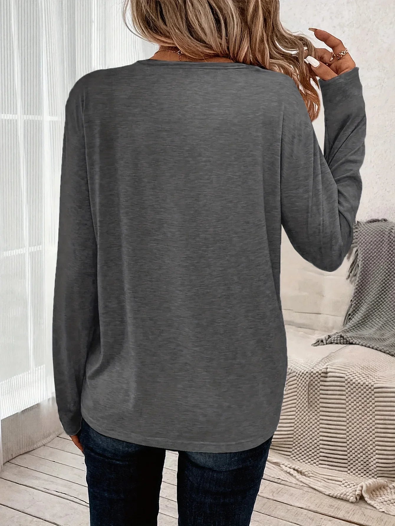 Paris Women's Summer Print Oversized Loose Fit Casual Round Neck Long Sleeve T-Shirt Top Fashion Streetwear Oversized O-Neck Tee