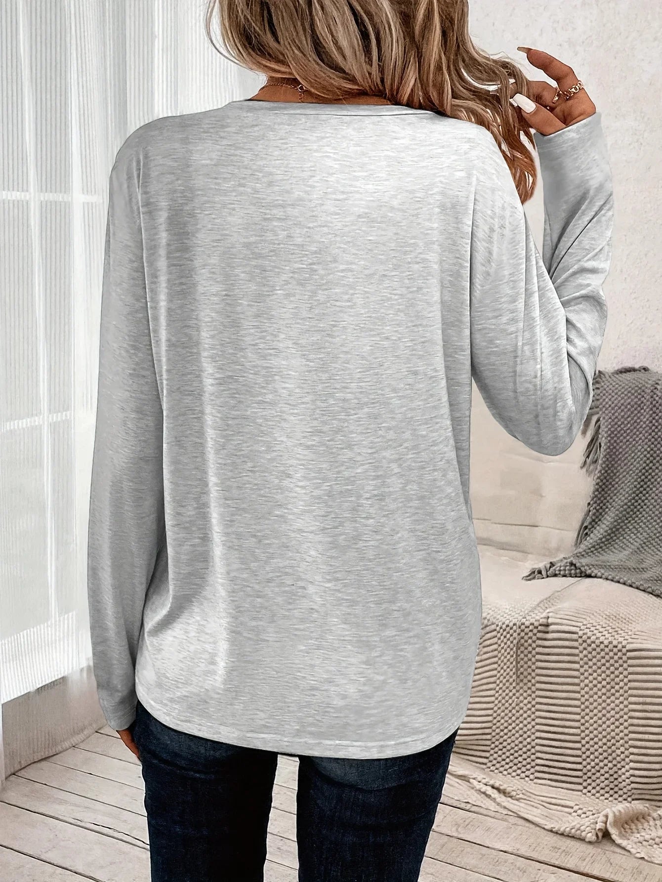 Paris Women's Summer Print Oversized Loose Fit Casual Round Neck Long Sleeve T-Shirt Top Fashion Streetwear Oversized O-Neck Tee