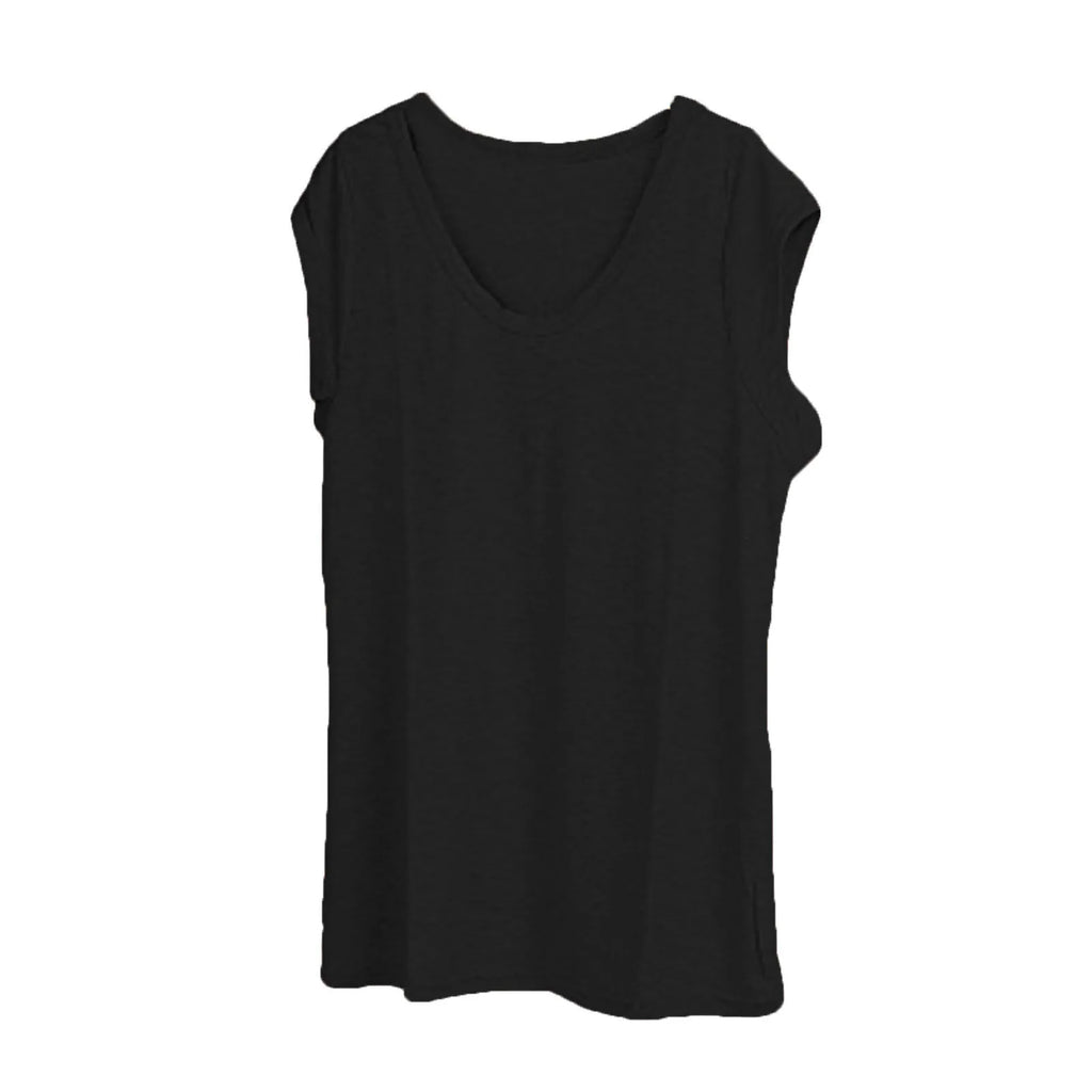 Women's V-Neck Casual Cap Sleeve T-Shirt Loose Fit Solid Color Soft Cotton Blend Blouse Tank Top for Everyday Wear