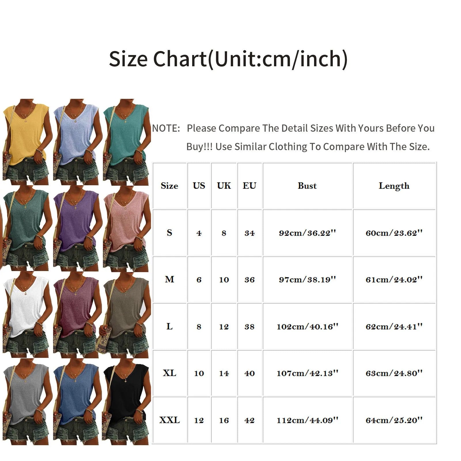 Women's V-Neck Casual Cap Sleeve T-Shirt Loose Fit Solid Color Soft Cotton Blend Blouse Tank Top for Everyday Wear