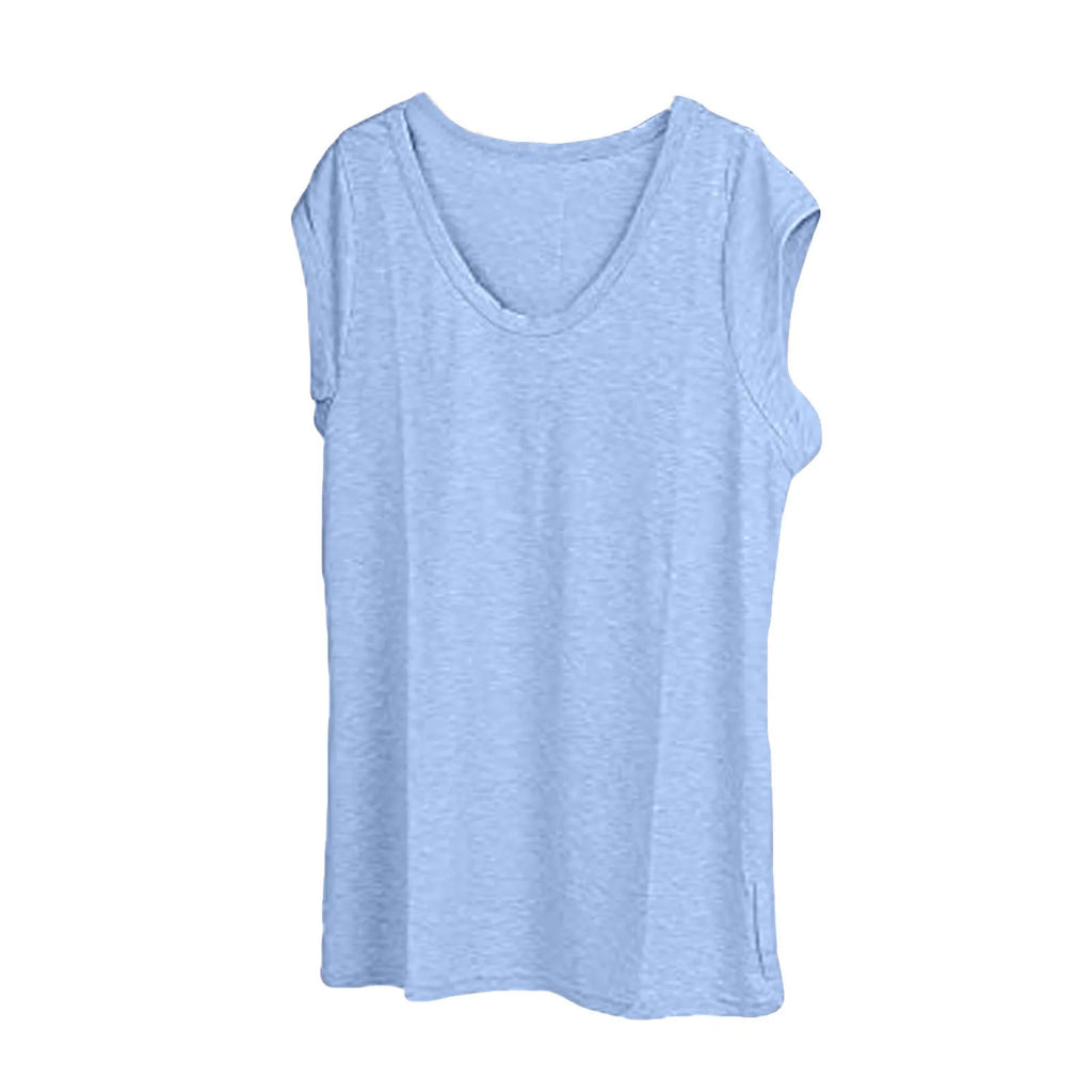 Women's V-Neck Casual Cap Sleeve T-Shirt Loose Fit Solid Color Soft Cotton Blend Blouse Tank Top for Everyday Wear