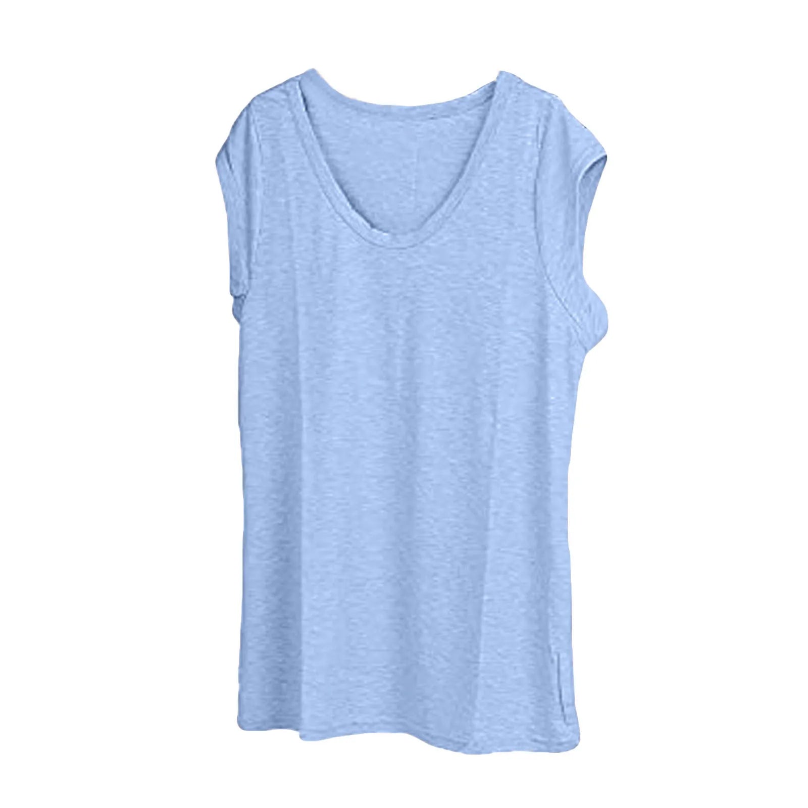 Women's V-Neck Casual Cap Sleeve T-Shirt Loose Fit Solid Color Soft Cotton Blend Blouse Tank Top for Everyday Wear