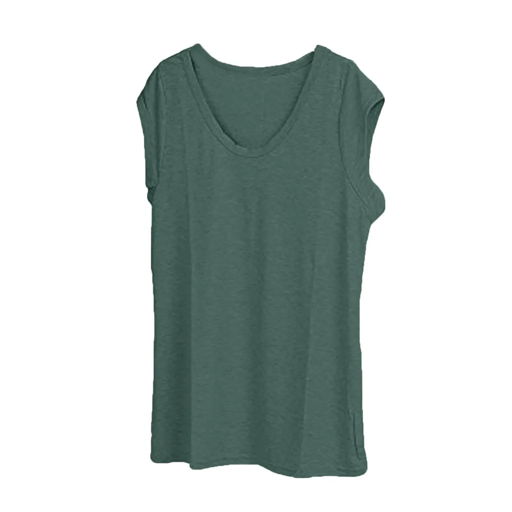 Women's V-Neck Casual Cap Sleeve T-Shirt Loose Fit Solid Color Soft Cotton Blend Blouse Tank Top for Everyday Wear